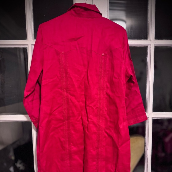 Red Linen Button Down Shirt Dress by “Mojito Lady” in Sz. XL EUC - Picture 3 of 7